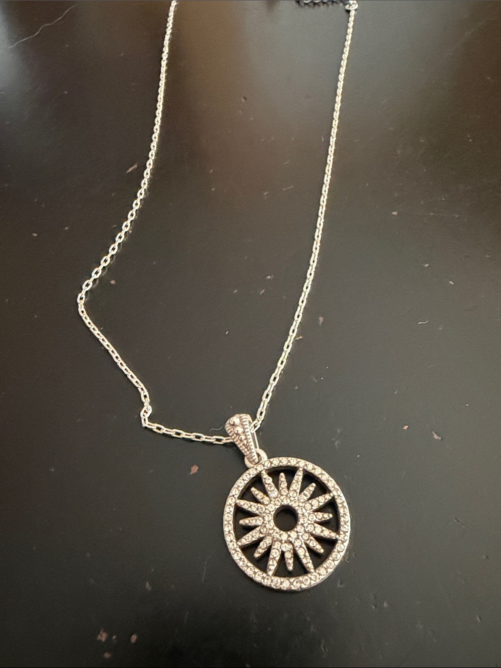 Brighton Silver Sunburst Crystal Pendant Necklace